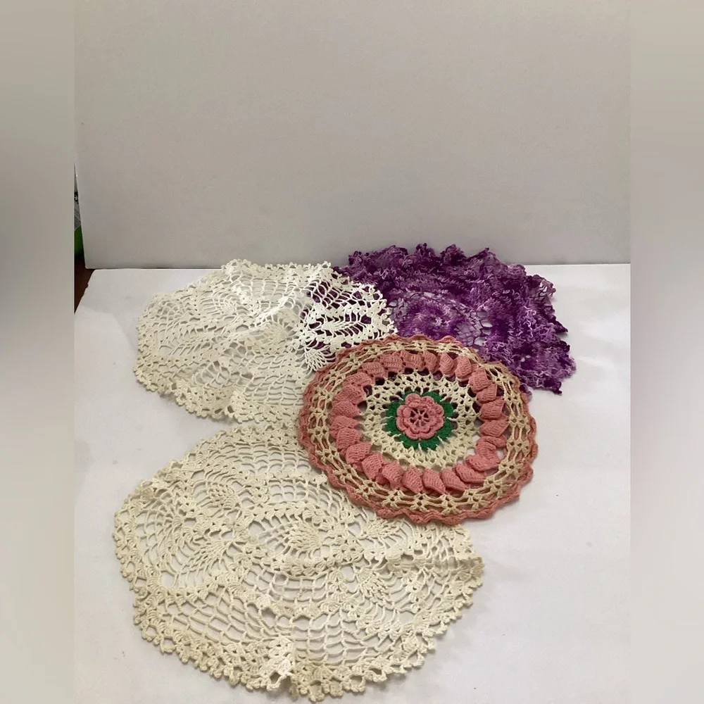 Vintage Crocheted Doilies very detailed lot of 4